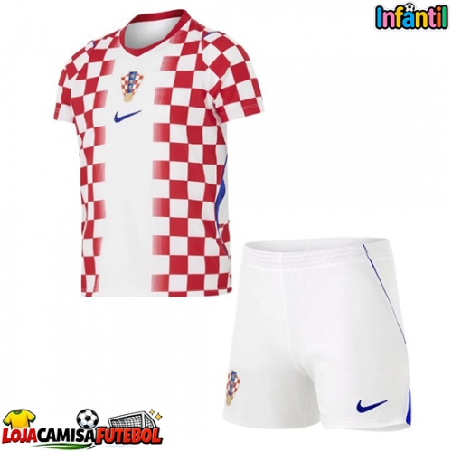 Camisa de Futebol Croácia Equipamento Principal Infantil Mundo 2026 Manga Curta (+ Calças curtas)